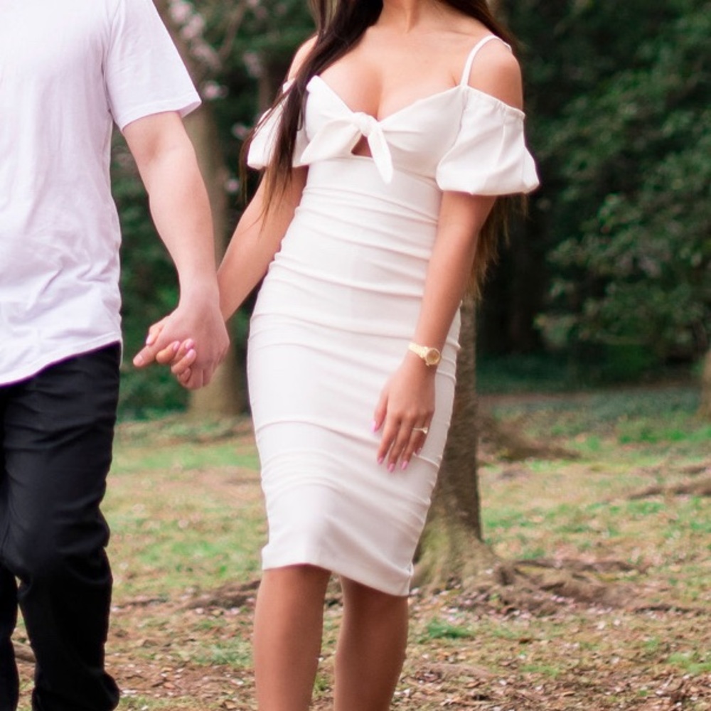 Nookie white tie front midi